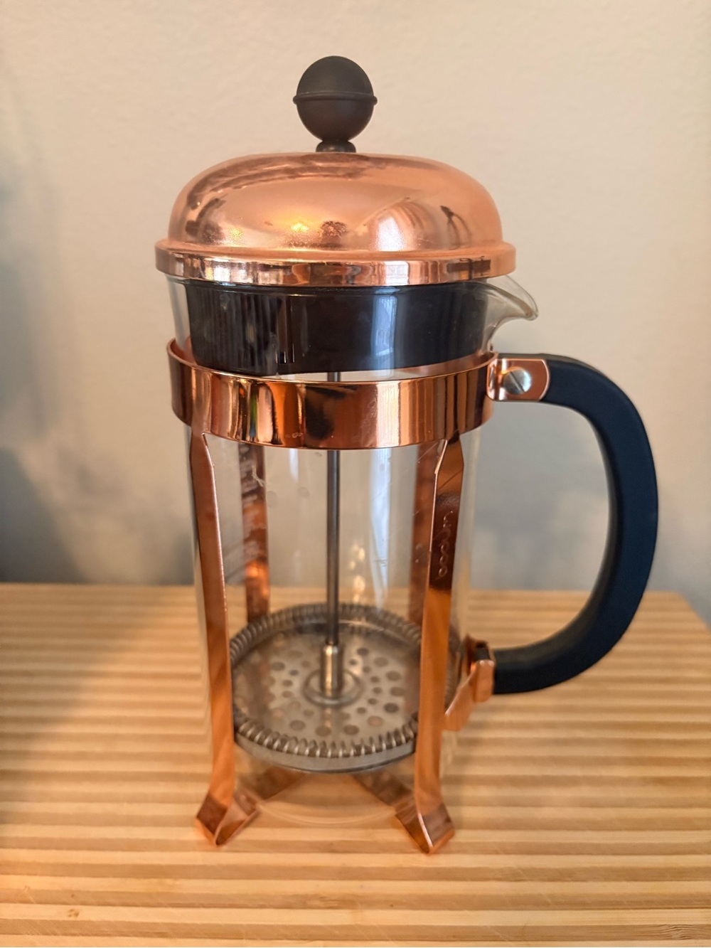 Bodum Chambord Copper French Press Coffee Maker 4 Cup 17 Oz Glass